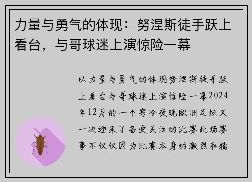 力量与勇气的体现：努涅斯徒手跃上看台，与哥球迷上演惊险一幕